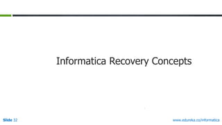 Slide 32 www.edureka.co/informatica
Informatica Recovery Concepts
 
