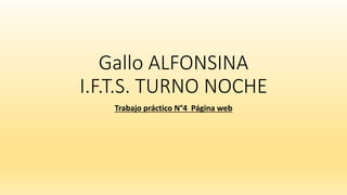 Gallo ALFONSINA 
I.F.T.S. TURNO NOCHE 
Trabajo práctico N°4 Página web 
 