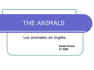THE ANIMALS Los animales en Inglés. Paula Primo 1º MEP 