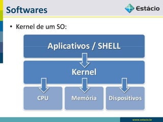 Softwares 
•Kernelde um SO:  