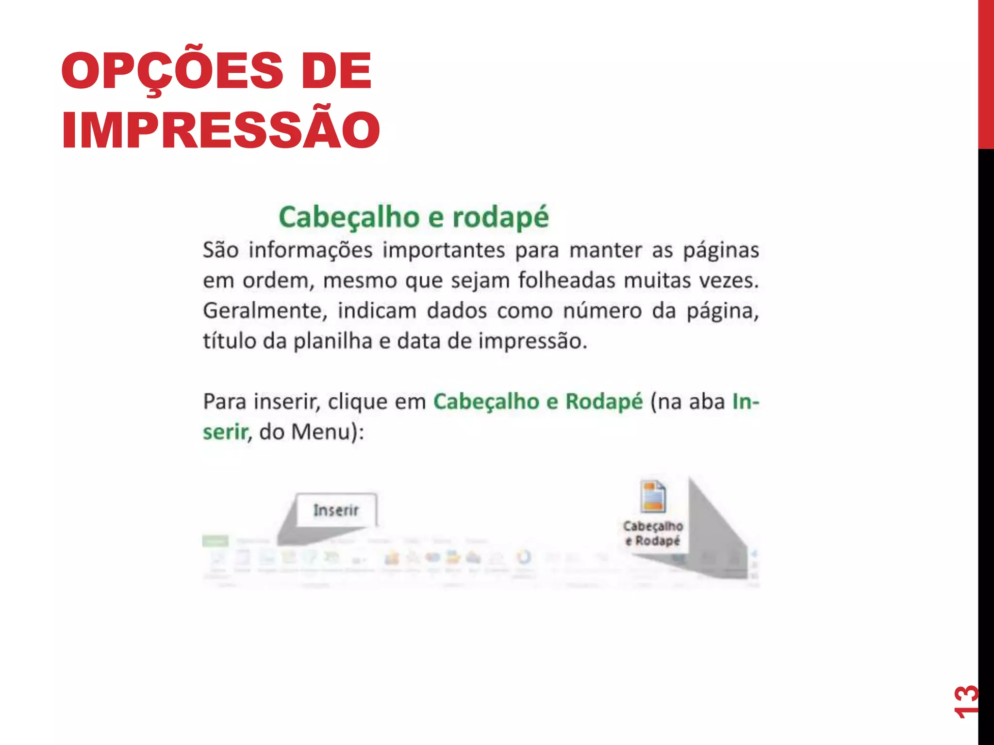 OPÇÕES DE
IMPRESSÃO
13
 