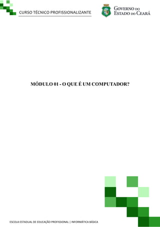 CURSO TÉCNICO PROFISSIONALIZANTE

MÓDULO 01 - O QUE É UM COMPUTADOR?

ESCOLA ESTADUAL DE EDUCAÇÃO PROFISSIONAL | INFORMÁTICA BÁSICA

 
