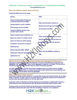 Informatica interview questions by H2kInfosys | PDF