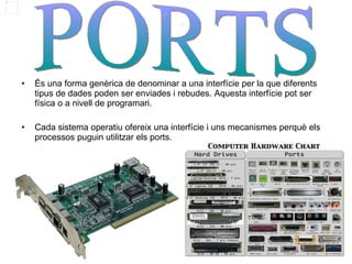 És una forma genèrica de denominar a una interfície per la que diferents tipus de dades poden ser enviades i rebudes. Aquesta interfície pot ser física o a nivell de programari. Cada sistema operatiu ofereix una interfície i uns mecanismes perquè els processos puguin utilitzar els ports.  PORTS 