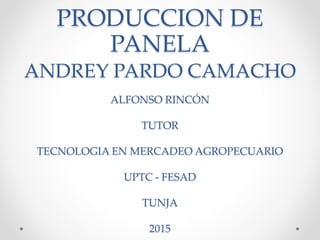 PRODUCCION DE
PANELA
ANDREY PARDO CAMACHO
ALFONSO RINCÓN
TUTOR
TECNOLOGIA EN MERCADEO AGROPECUARIO
UPTC - FESAD
TUNJA
2015
 