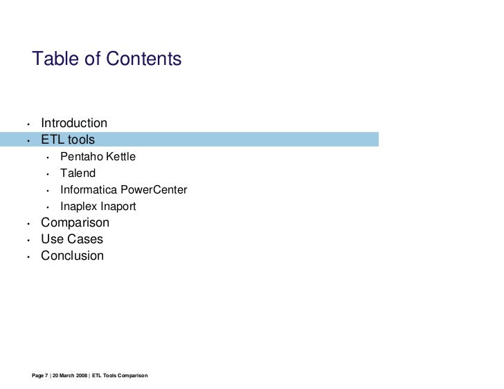 Informatica Pentaho Etl Tools Comparison
