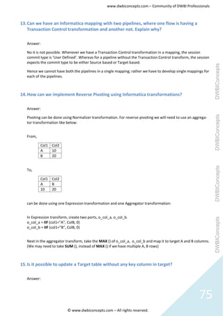 Informatica question & answer set | PDF