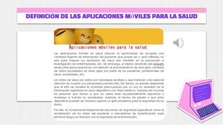 DEFINICIÓN DE LAS APLICACIONES MÓVILES PARA LA SALUD
 
