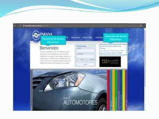 Inserción de textos
diferentes.
Inserción de textos
diferentes.
 