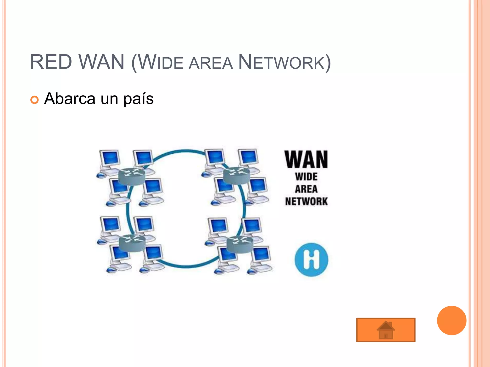 RED WAN (WIDE AREA NETWORK)
 Abarca un país
 