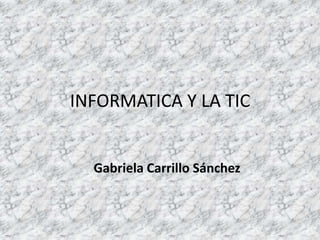 INFORMATICA Y LA TIC
Gabriela Carrillo Sánchez
 