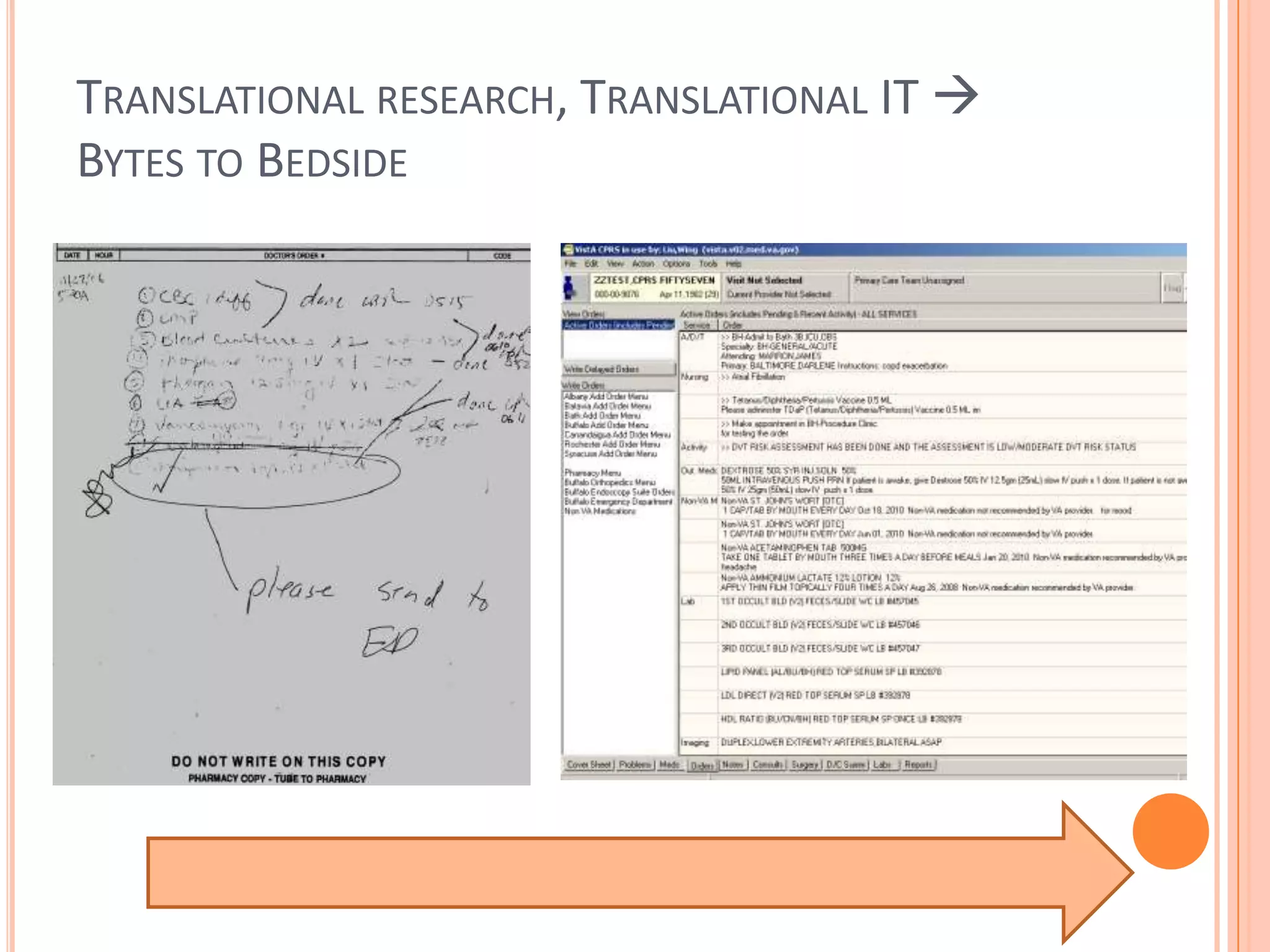 Translational research, Translational IT Bytes to Bedside