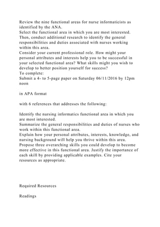Informatics Functional Areas Informatics is one of the most d.docx