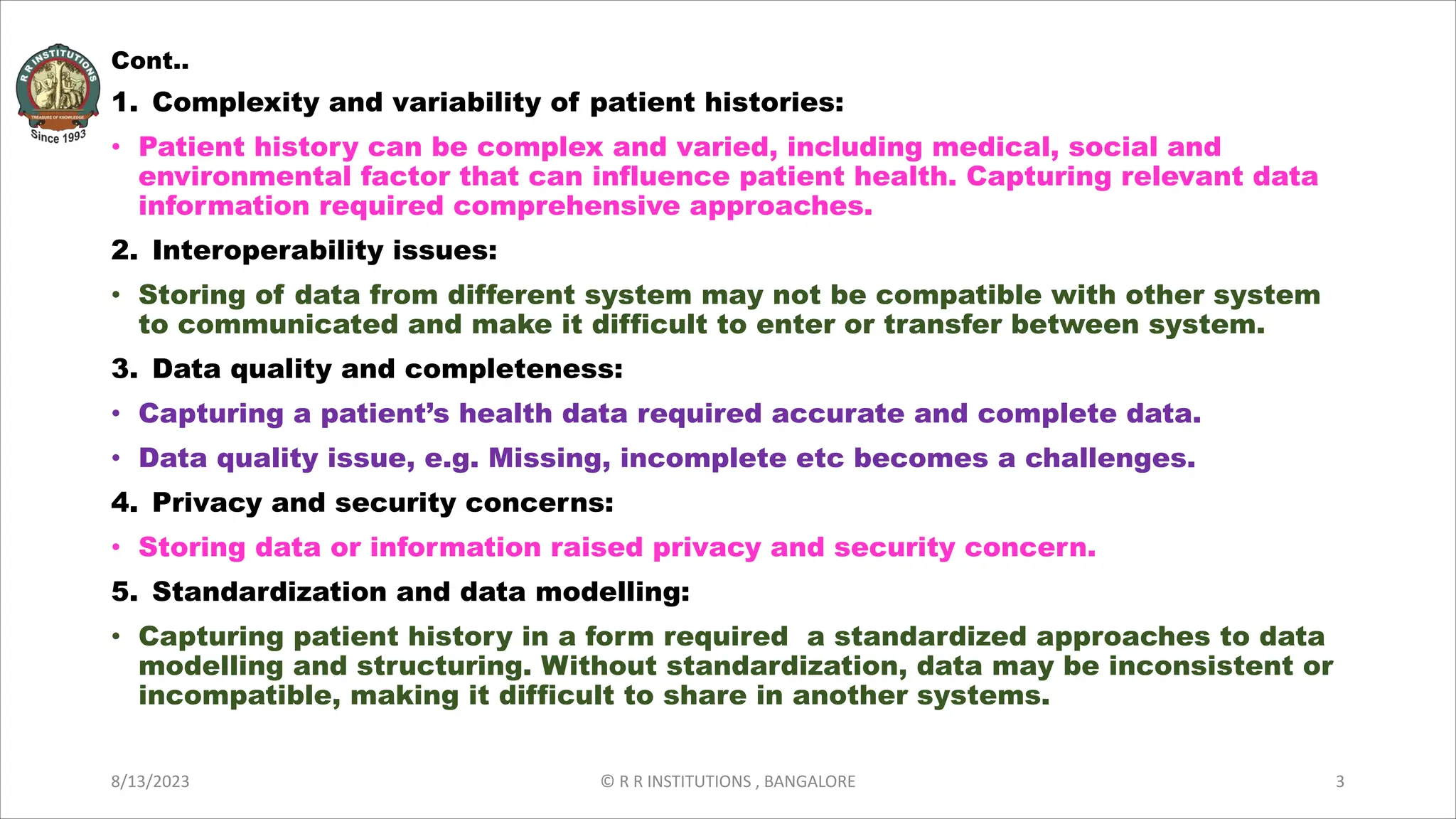 CHALLENGES IN CAPTURING RICH PATIENT HISTORY IN COMPUTABLE FORM/GLOBAL ...