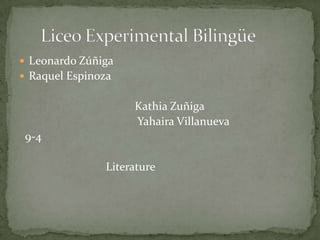  Leonardo Zúñiga
 Raquel Espinoza
Kathia Zuñiga
Yahaira Villanueva
9-4
Literature
 