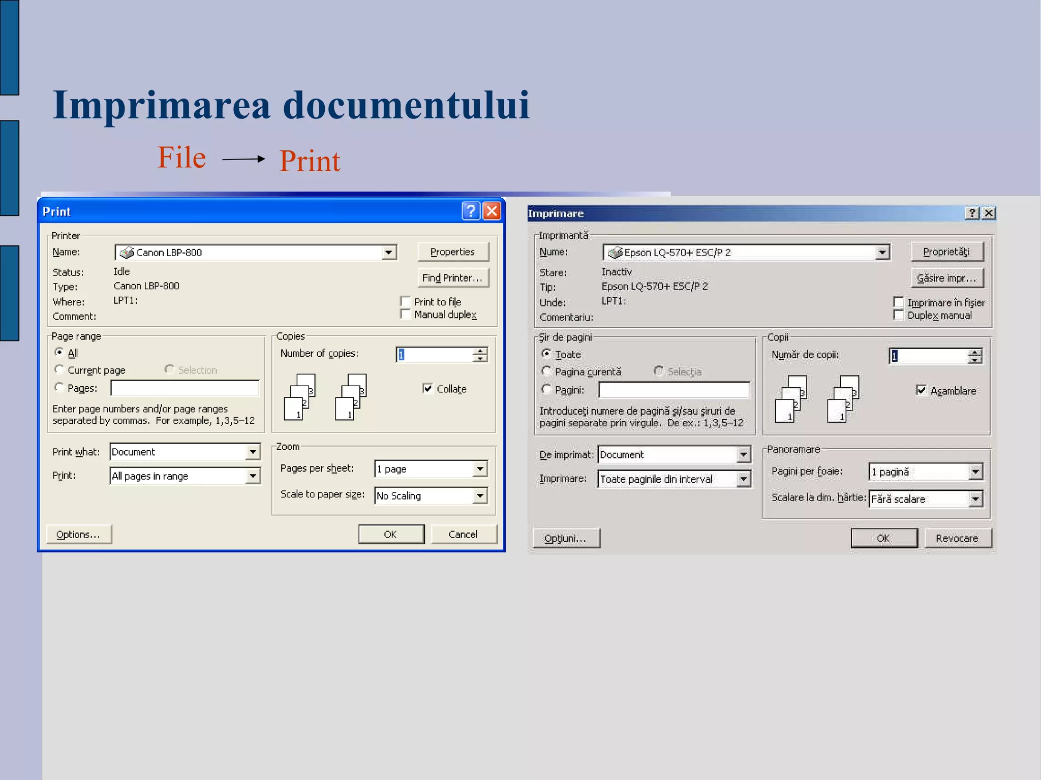 Imprimarea  documentului File Print 