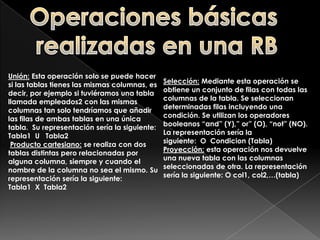 Diferencia hoja de calculo y GSBD