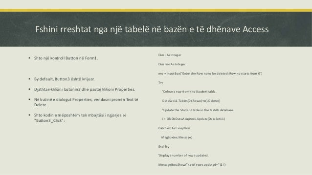 Ndërtimi i bazës së të dhënave në programin Access