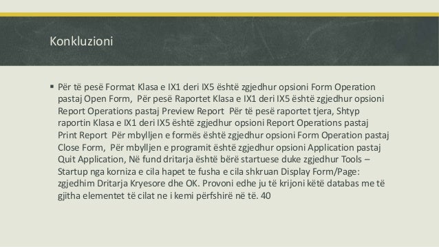 Ndërtimi i bazës së të dhënave në programin Access