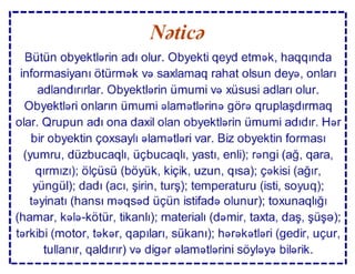 Obyektin fərqləndirici əlamətləri