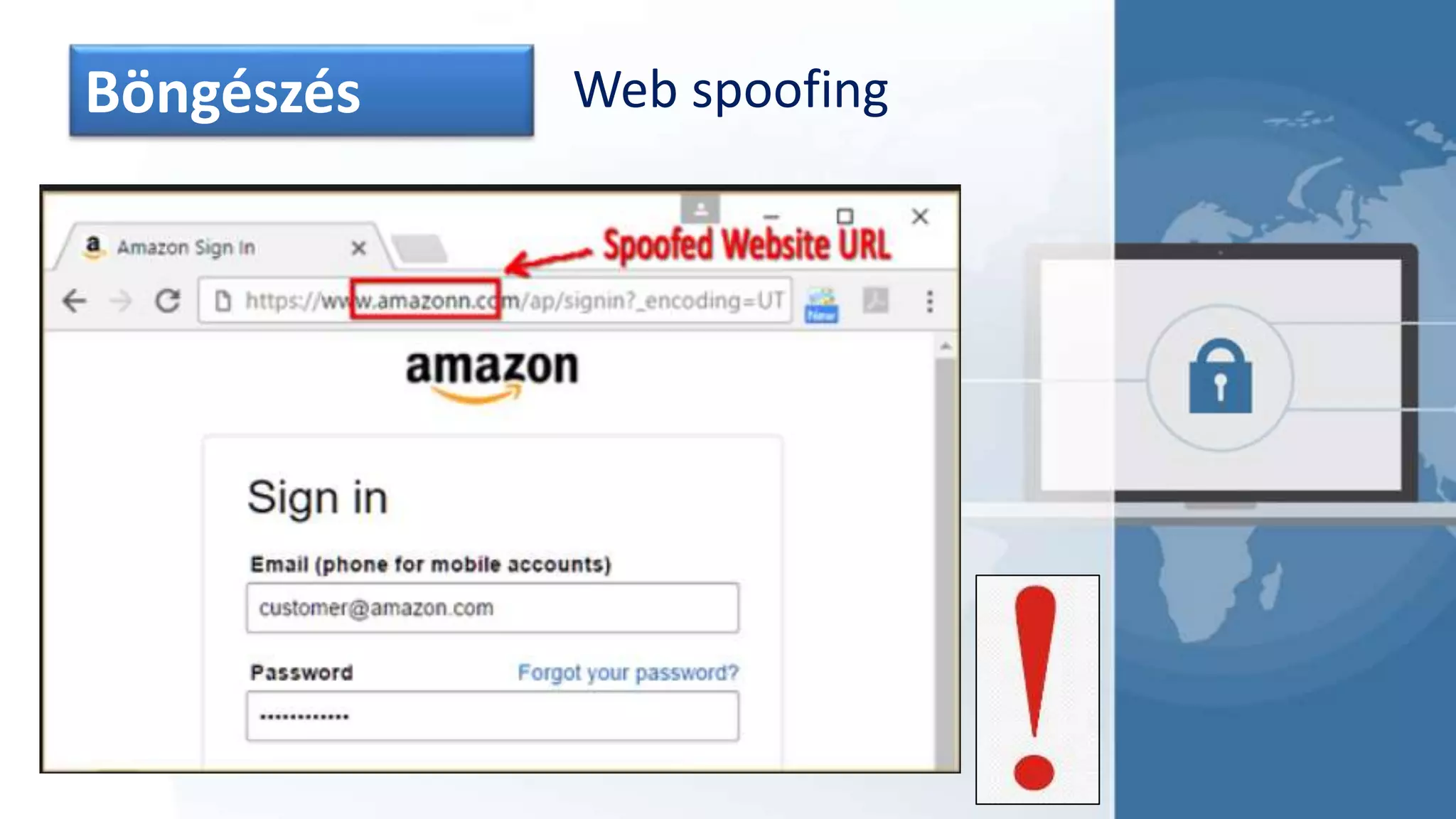 Böngészés Web spoofing
 