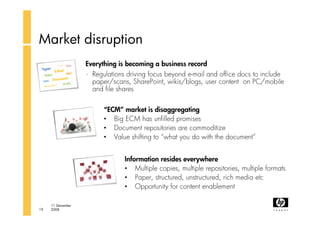 Market disruption
                   Everything is becoming a business record
                   • Regulations driving foc...