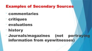 Examples Comentaries Information From Various Sources Powerpoints | PPTX