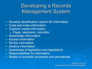 Records Management Classification System Information Management Life Cycle | PPS