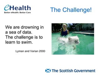   The Challenge! We are drowning in a sea of data.  The challenge is to learn to swim. Lyman and Varian 2000 