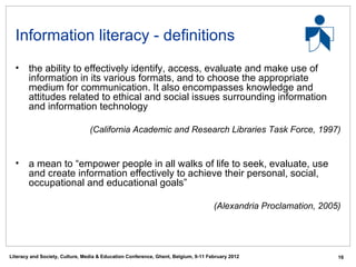 Information Literacy as a Transversal Competency