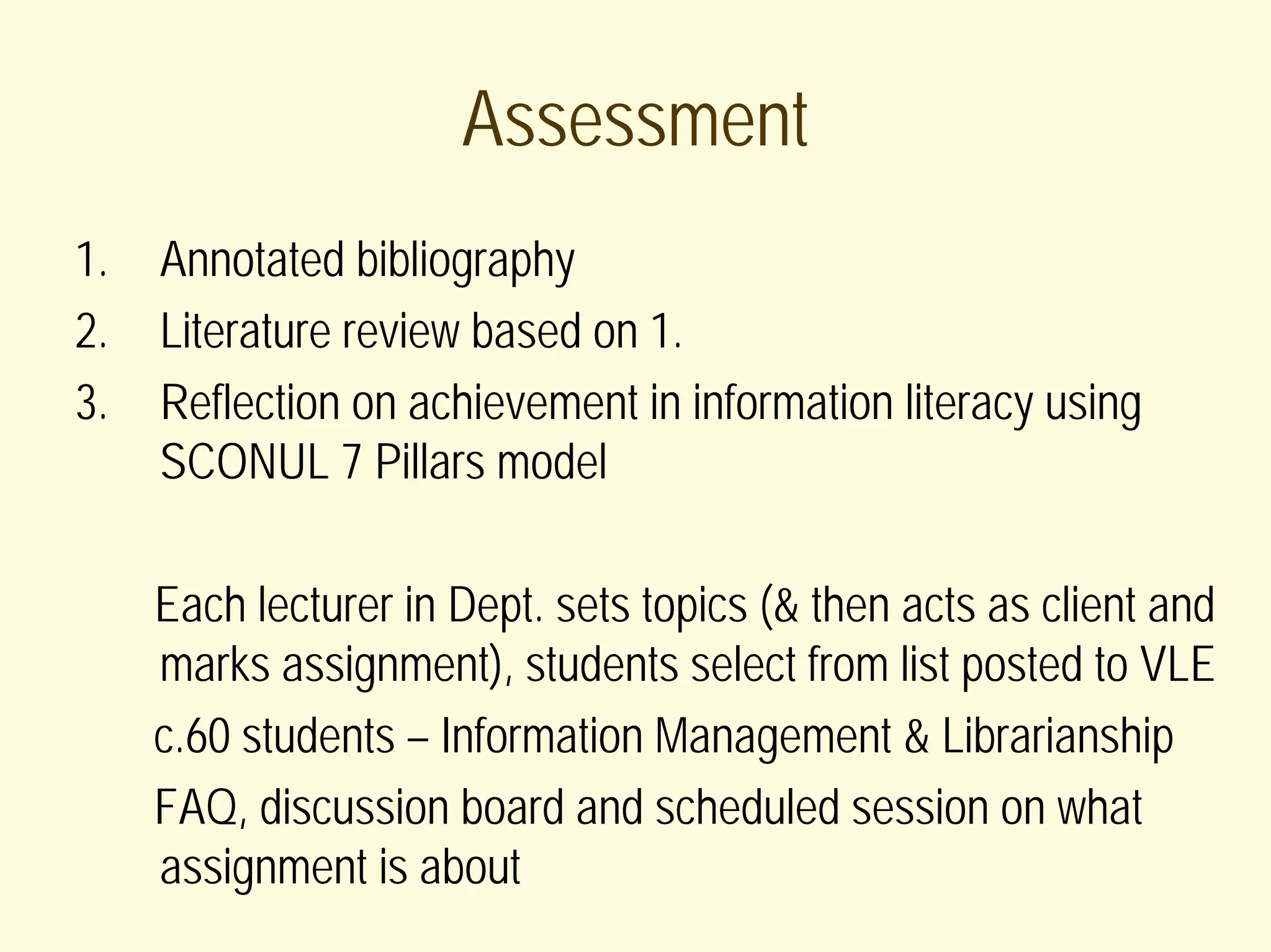 Information Literacy for Masters students