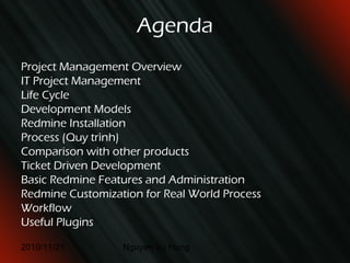 Agenda Project Management Overview 
