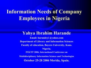 Information Needs of Company Employees in Nigeria