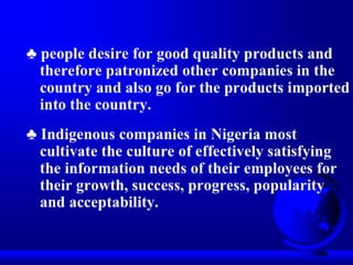 Information Needs of Company Employees in Nigeria