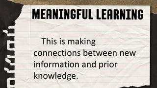 This is making
connections between new
information and prior
knowledge.
 