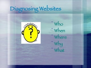 Diagnosing Websites Who When Where Why What 