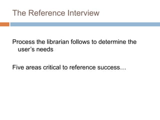 Information Seeking & Reference Services