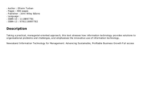 Newsstand Information Technology For Management Advancing Sustaina