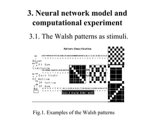 3. Neural network model and computational experiment 3.1. The Walsh patterns as stimuli. Fig.1. Examples of the Walsh patterns   
