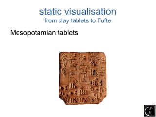 static visualisation
          from clay tablets to Tufte

Mesopotamian tablets
 