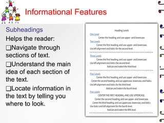 informational text features PP for middle school | PPTX