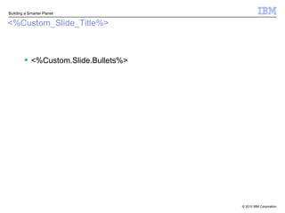 IBM is Investing to Accelerate Business OptimizationOver $11B in acquisitions since 2006Over 10,000 technical professionalsOver 5,000Dedicated ConsultantsLargest Math Department in Private IndustryOver 2,300 new Business Partners since 2006“Since 2006, IBM has deliberately & doggedly constructed an unparalleled portfolio… it's difficult to see how any competitors will be able to compete anytime soon…”