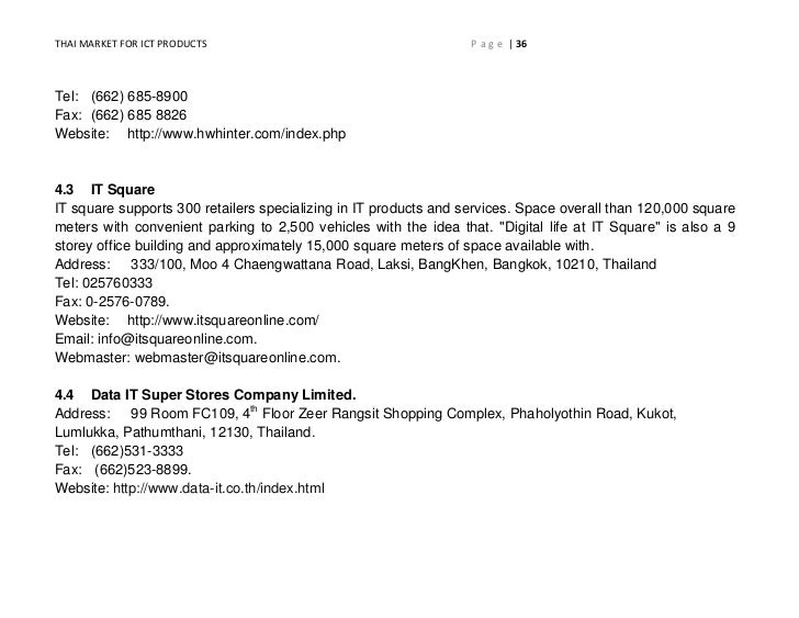 product market study thailand s market for ict march 2011 thailand address format