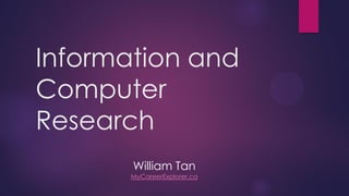 Information and
Computer
Research
TECK L. TAN

 