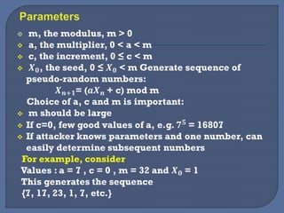 Information and data security pseudorandom number generation and stream ...