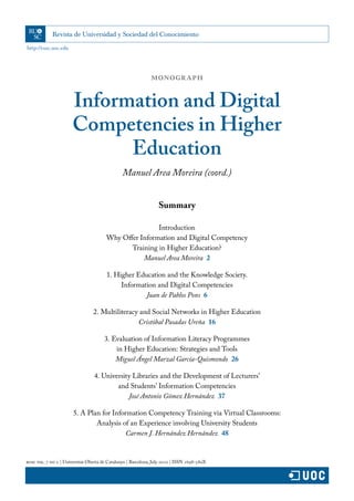 Information and digital competence in higher education | PDF