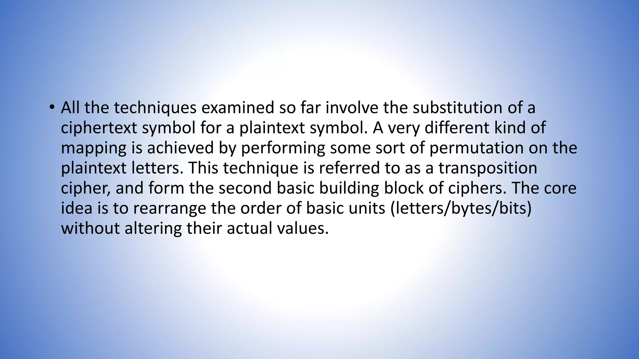 Information and network security 16 transposition ciphers | PPTX