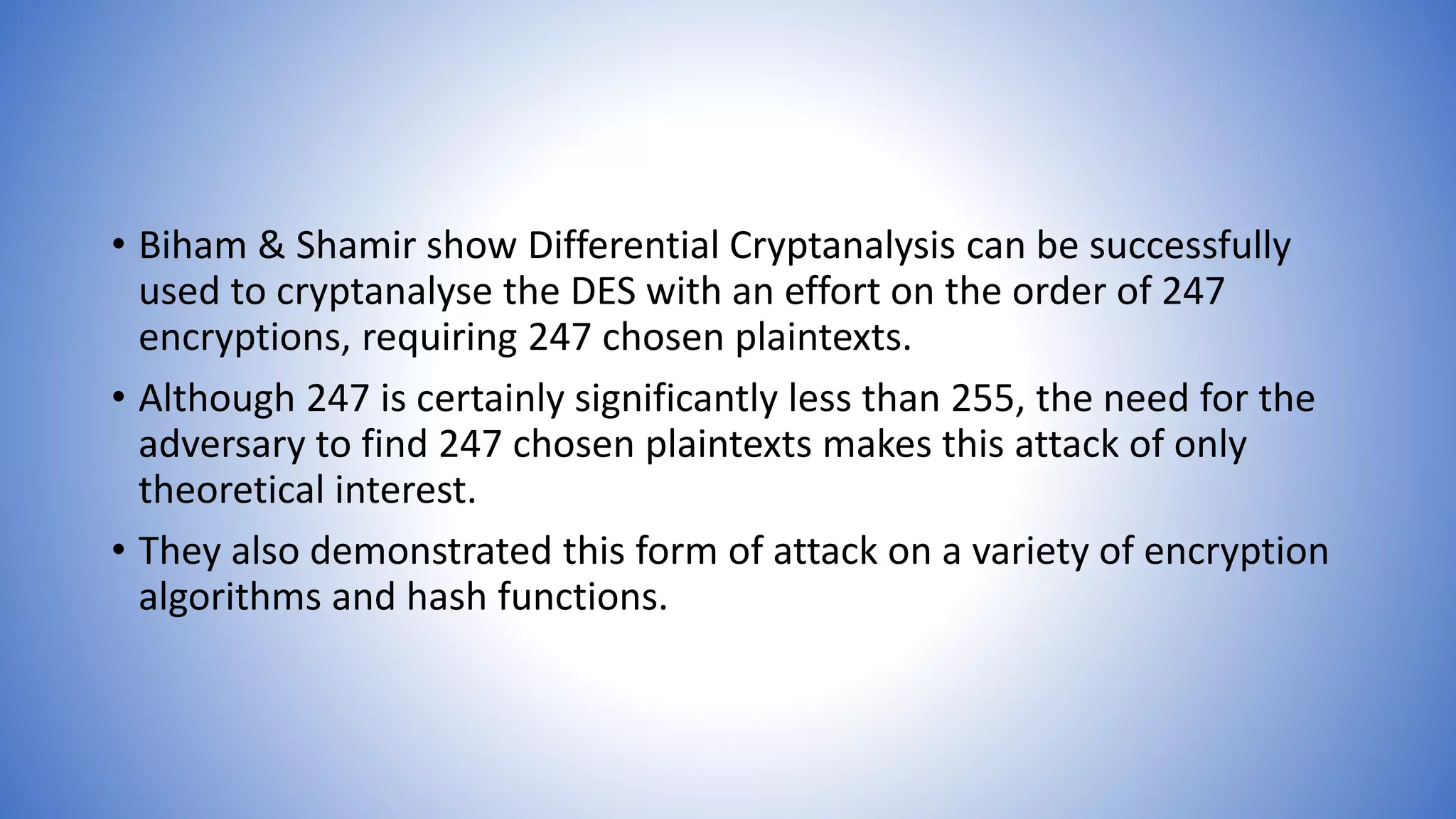 Information and network security 22 differential cryptanalysis | PPTX