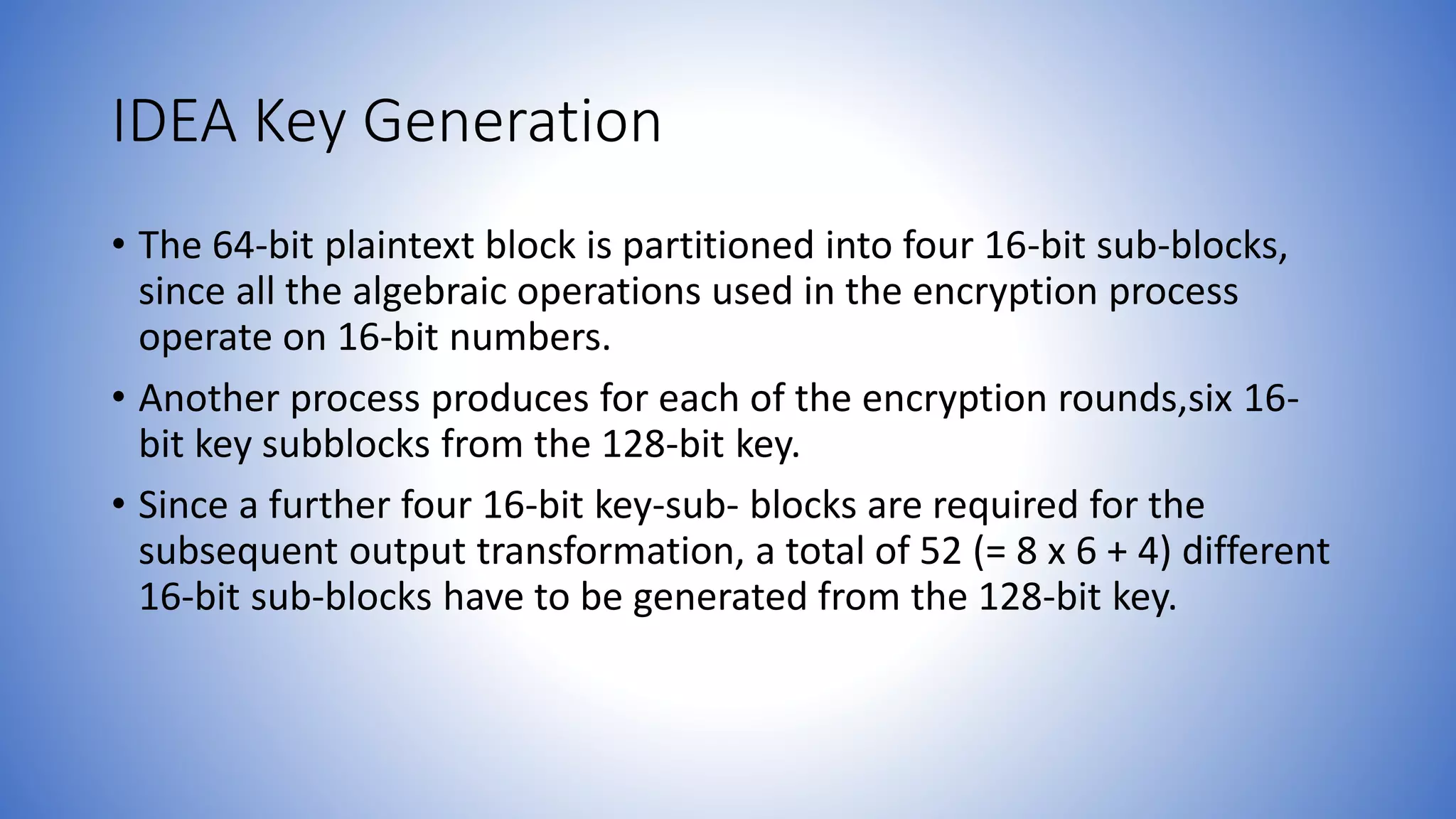 Information and network security 29 international data encryption ...