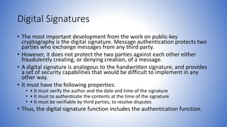 Information and network security 43 digital signatures | PPTX
